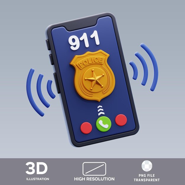 PSD llama al 911 Ilustración en 3D