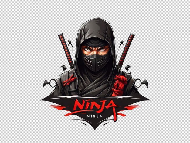 Psd de un logotipo de ninja en un fondo transparente