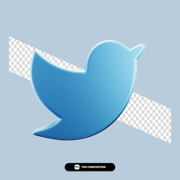 Psd logotipo de twitter 3d