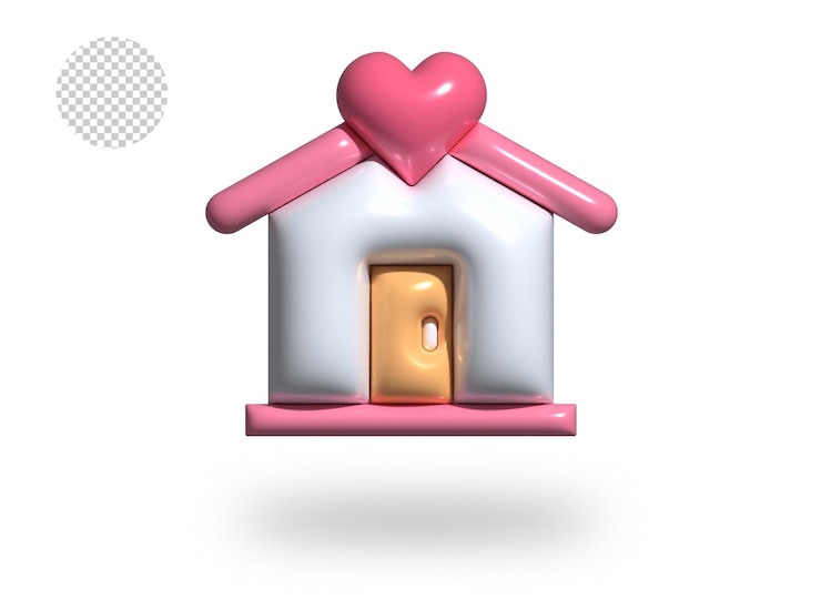PSD psd love home transparentes comic-blasensymbol 3d-renderillustration