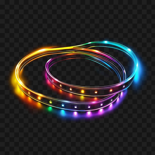 Psd de luces de tiras de led alimentadas por batería con color Rgb flexible Wir Collage Y2K Clipart Cyber Tech