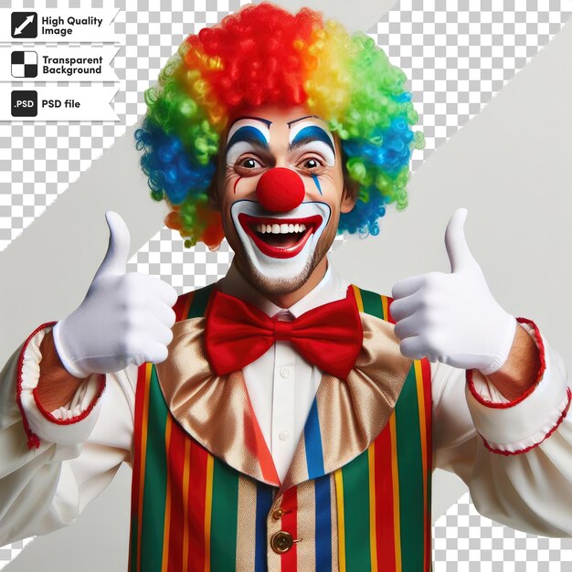 PSD psd lustiger clown mit perücke auf durchsichtigem hintergrund mit bearbeitbarer maskenschicht