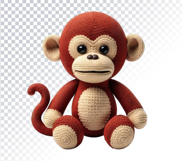 Psd macaco bonito feito com arte amigurumi isolado no fundo