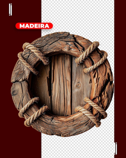 PSD psd madeira com corda para imagem de composição sem fundo