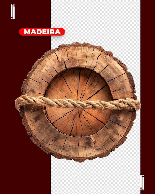 PSD psd madeira com corda para imagem de composição sem fundo