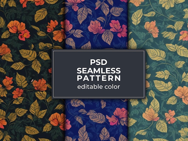 PSD psd le magnifique ensemble de motifs sans couture d'arrangement de fleurs de couleurs modifiables