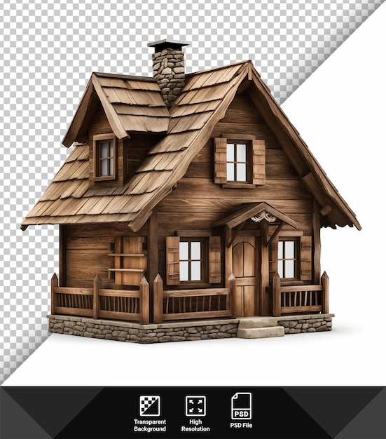 PSD psd maison en bois sur fond transparent