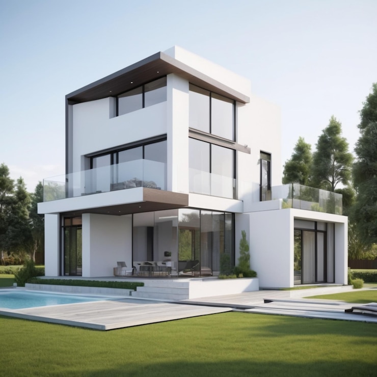 PSD psd de maison moderne sur un fond blanc