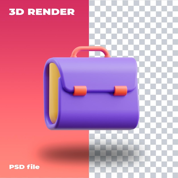 PSD maletín ilustración 3d renderizado 3d icono