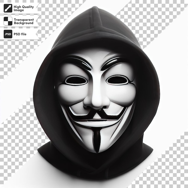 PSD psd man with anonymous mask on transparent background with editable mask layer