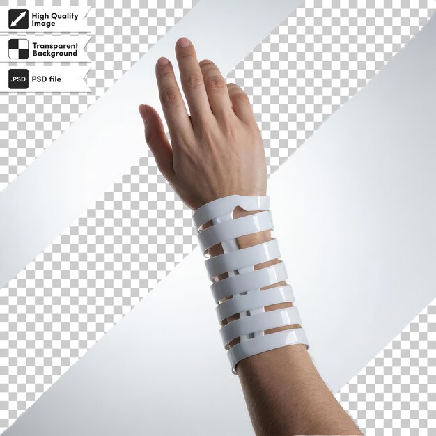 PSD de la mano de la persona en fondo transparente con capa de máscara editable