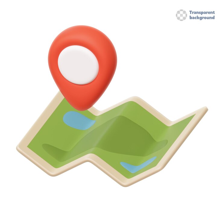 PSD psd mapa de papel de ilustración 3d del área con una etiqueta