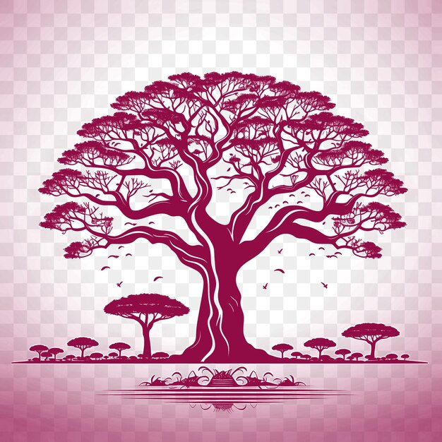 PSD psd del marco del árbol de baobab destacando el majestuoso árbol de baubab una tinta de diseño de arte de t-shirt de sy