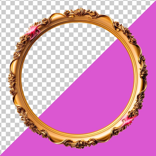 Psd un marco circular de oro con fondo transparente