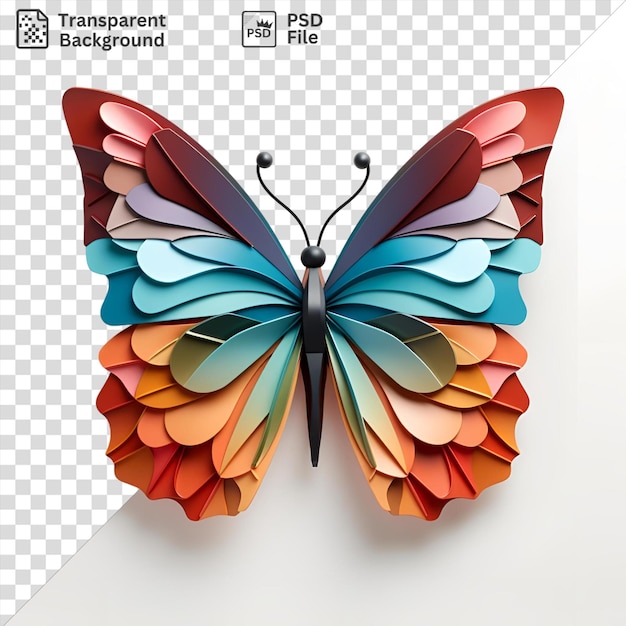 PSD psd una mariposa azul y naranja sobre un fondo blanco