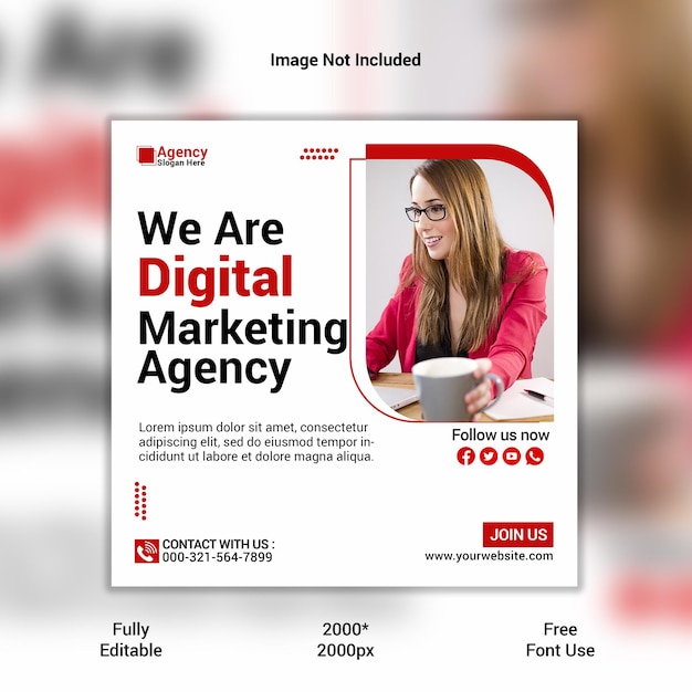 PSD marketing digitale media sociali aziendali e banner dell'agenzia o modello di post Instagram