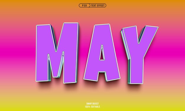 PSD mayo efecto de texto editable 3d