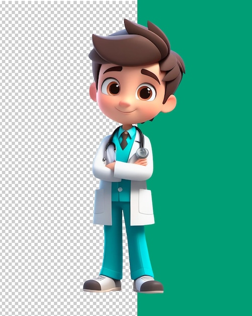 PSD psd médico con bata blanca dibujos animados en 3d