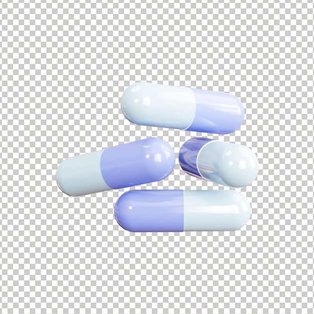 PSD-Medizinpillen-Kapselstapel 3D mit transparenten Hintergrundgrafikelementen gerendert