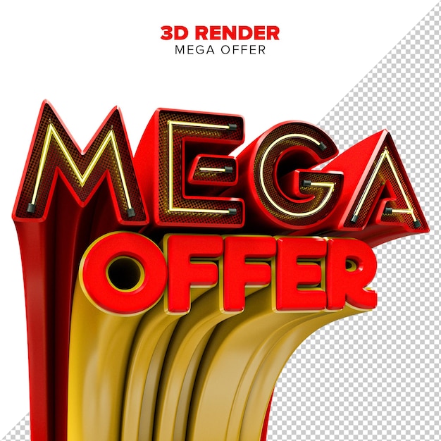 PSD psd-mega-angebot 3d-renderstempel einzeln auf transparentem hintergrund