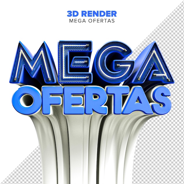 PSD psd mega offer 3d render selo isolado em fundo transparente em português