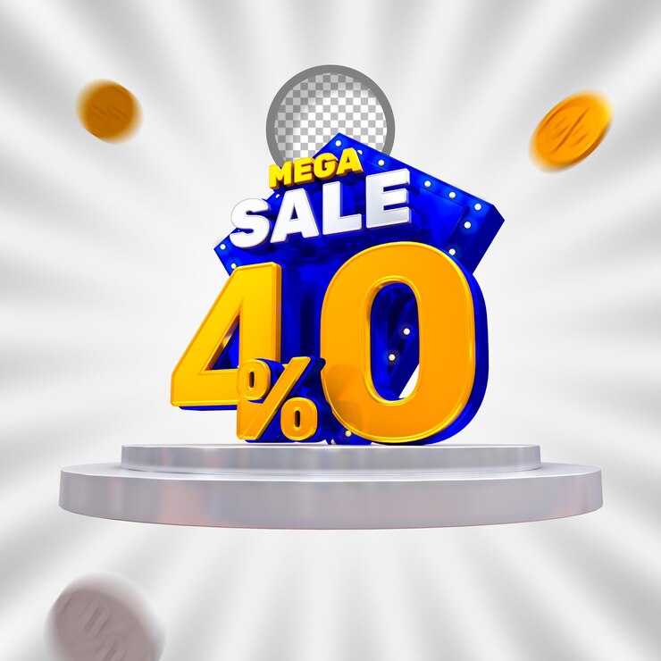 PSD psd mega sale 40 por ciento de renderización en 3d
