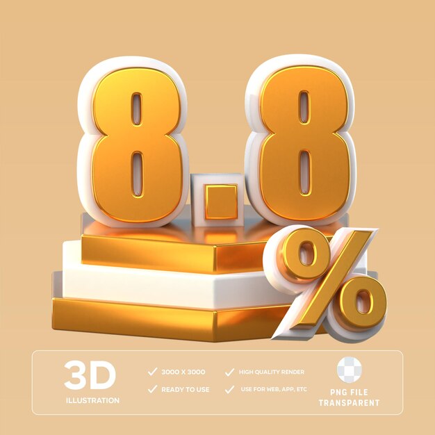 PSD mega venda 8 8 Ilustração 3D