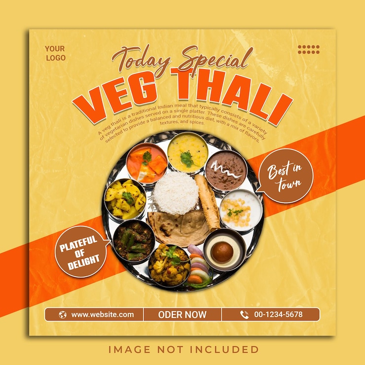 PSD psd menú de comida tradicional india deliciosa plantilla de diseño de publicaciones en las redes sociales