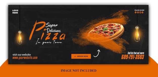 PSD menu de comida e deliciosa pizza modelo de banner de capa do Facebook