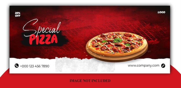 PSD menu de comida e deliciosa pizza modelo de banner de capa do Facebook