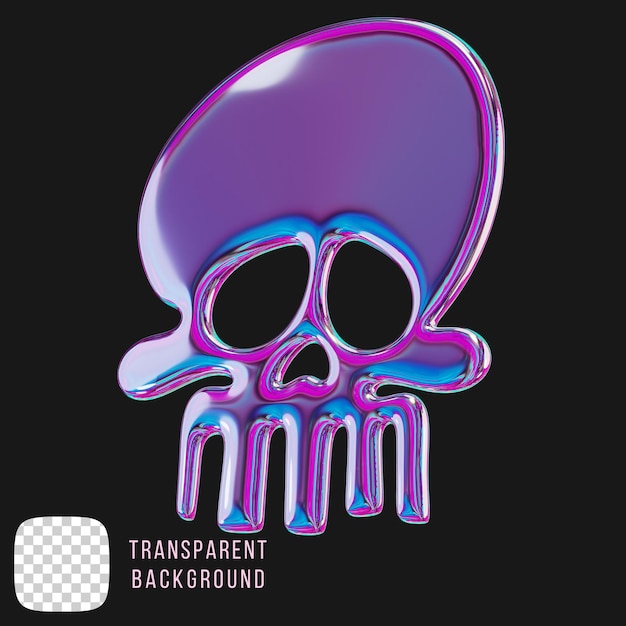 Psd metal y2k cráneo forma abstracta renderización en 3D