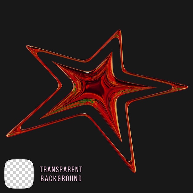 Psd metálico y2k en forma de estrella renderizado en 3D