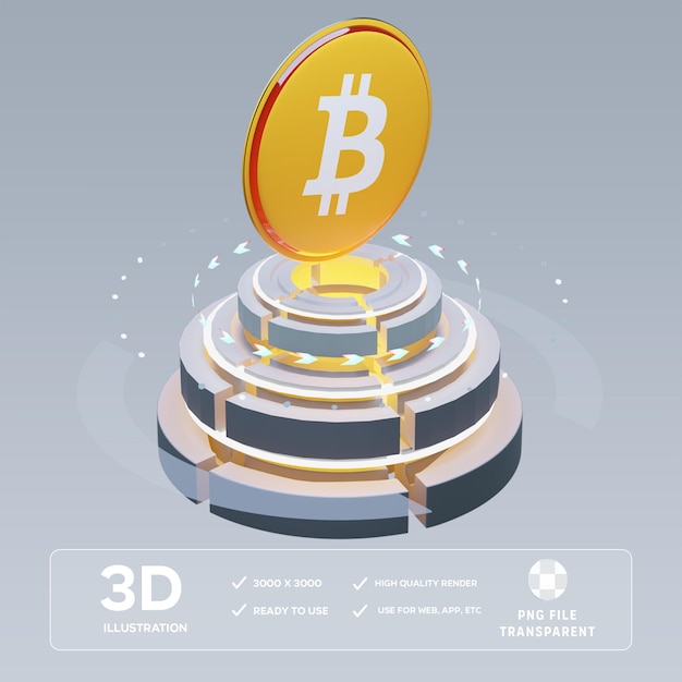psd metaverse bitcoin btc 3d illustration