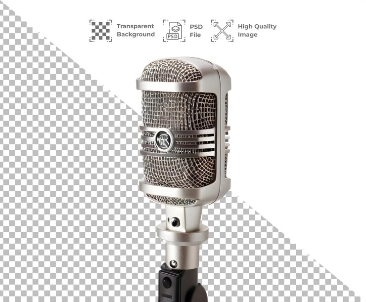 PSD Microphone isolé sur un fond transparent