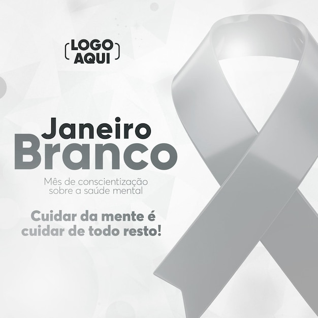 PSD mídia social pós janeiro branco para campanha de marketing no brasil em renderização 3d