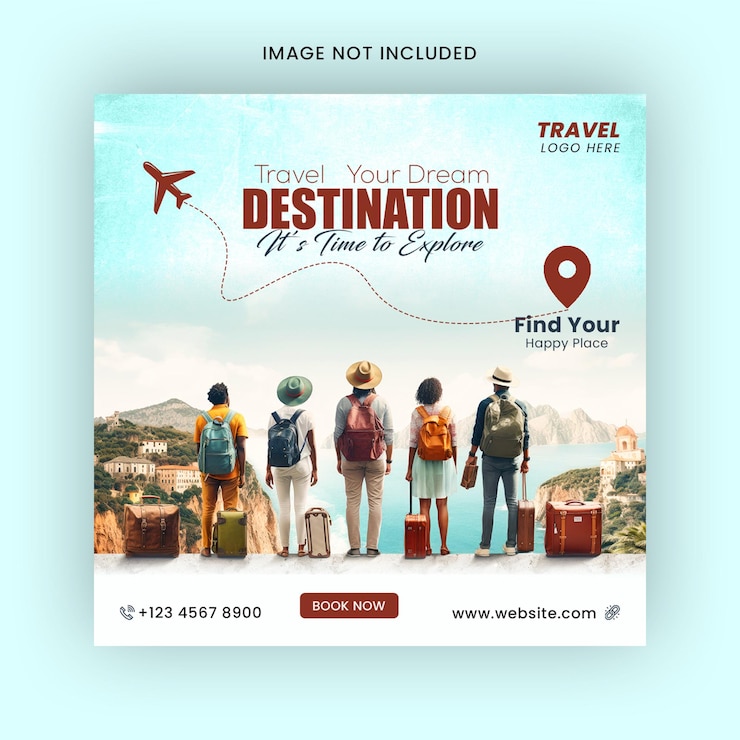 PSD psd mídia social viagens férias férias instagram post ou turismo praça web banner modelo