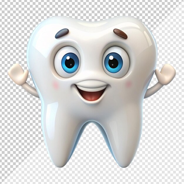 PSD psd d'un mignon personnage de dessin animé aux dents brillantes et en bonne santé sur un fond transparent