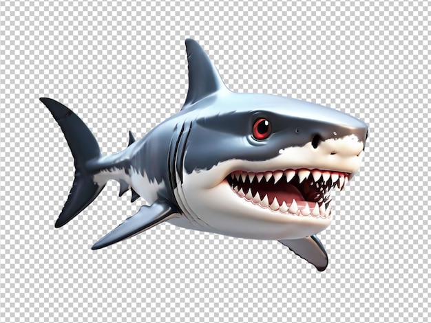 PSD psd d'un mignon requin 3d sur un fond transparent