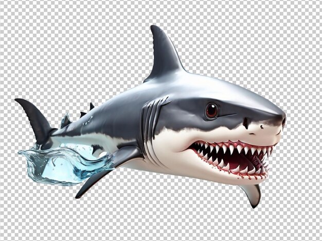 PSD psd d'un mignon requin 3d sur un fond transparent