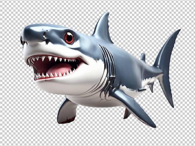 PSD psd d'un mignon requin 3d sur un fond transparent