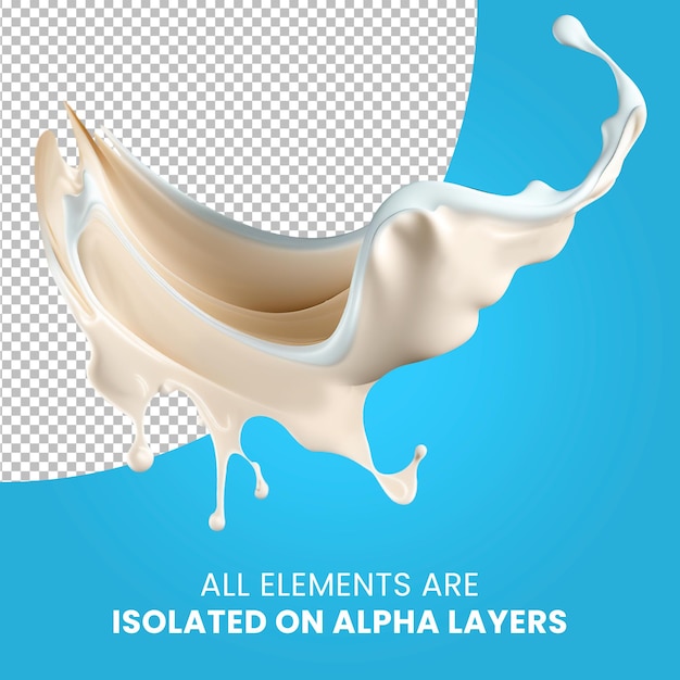 PSD milk milkshake splash isolated on alpha layer png
