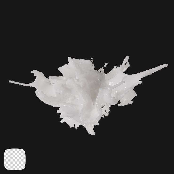 PSD psd milk splash 3d rendering on transparent background