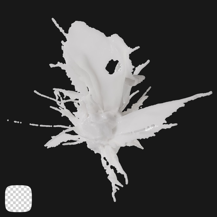 PSD psd milk splash 3d rendering on transparent background