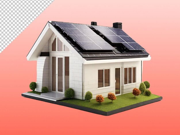 PSD psd d'une mini maison solaire 3d sur un fond transparent