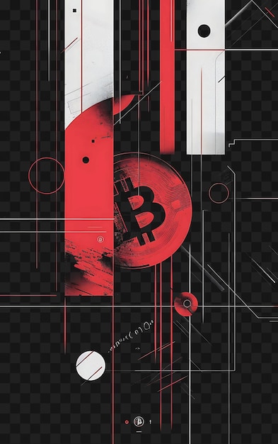 PSD psd-minimalistisches 2d-poster mit bitcoin und einfachen linien dekoration collage krypto-poster banner art