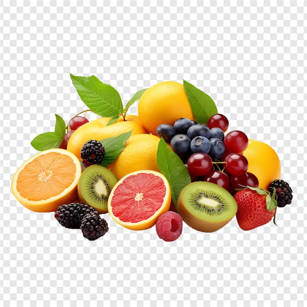 PSD Mistura de frutas isolada em fundo branco