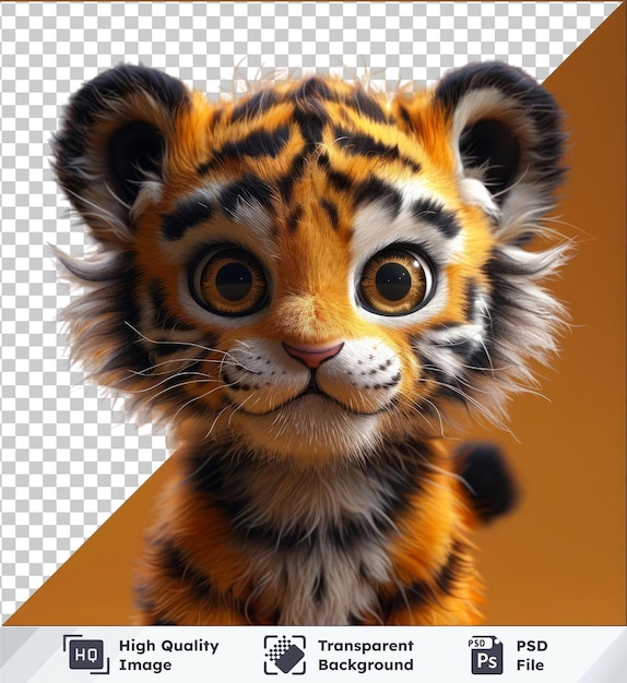 PSD psd mit transparenter cartobaby-tiger-charakterkunst mit spezifischen merkmalen