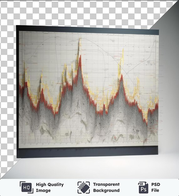 PSD psd mit transparenter realistischer fotografie seismologe _ s erdbebendatendiagramm kein bild, um eine beschriftung für