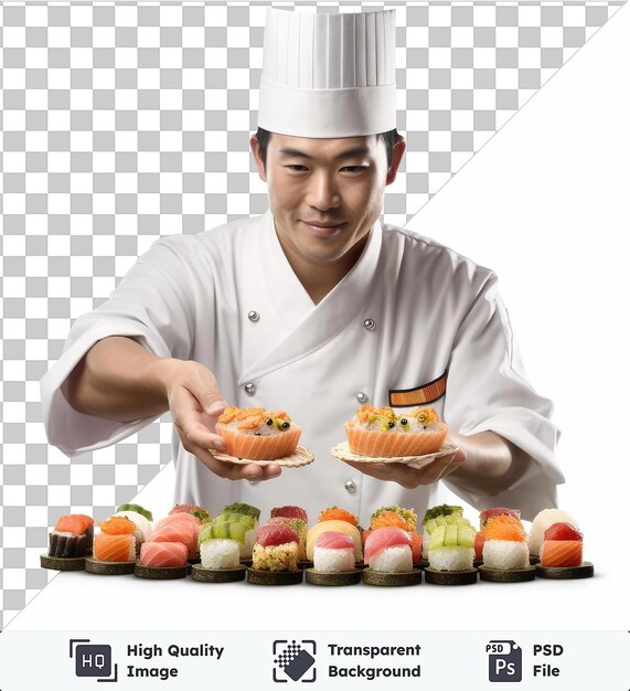 PSD psd mit transparenter realistischer fotografischer sushi-köchin _ s sushi die kunst des sushi