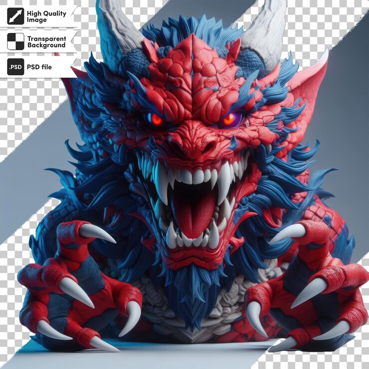PSD psd mitología japonesa oni máscara de samurai diablo en fondo transparente
